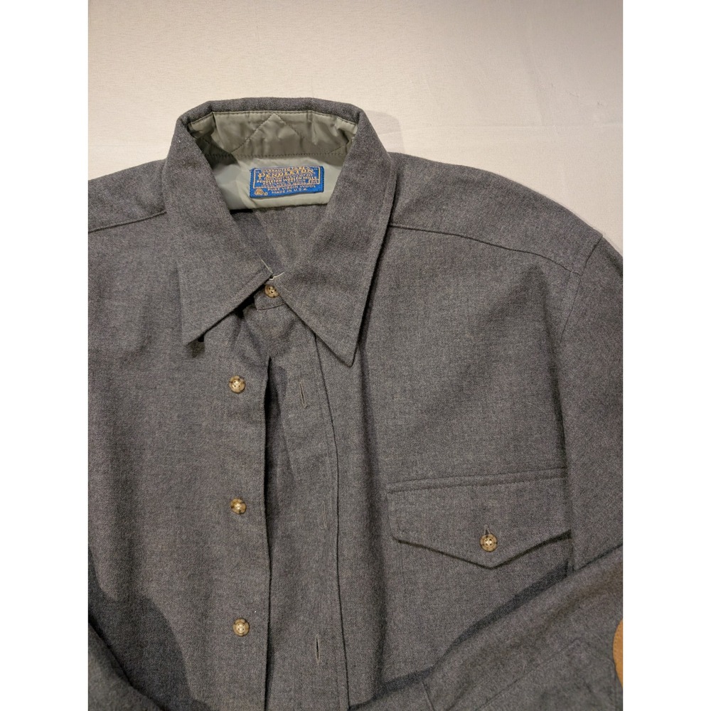 Pendleton Mens Medium Gray Virgin Wool Flannel Sh… - image 3